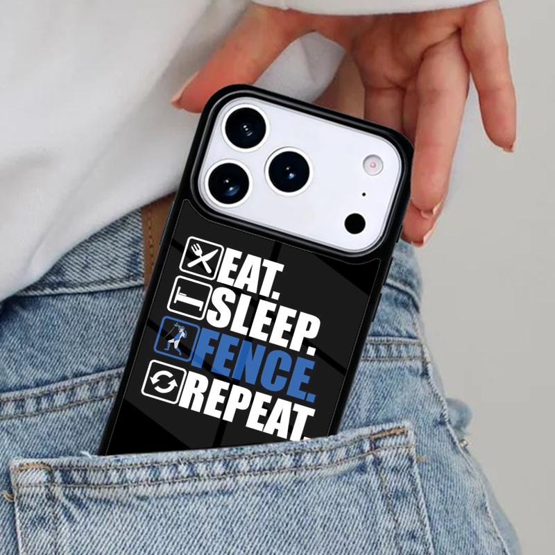 Eat Sleep Fencing Heartbeat Phone Case for iPhone 16e 15 14 13 12 17 Pro Max Plus Air 17pro Cover Coque