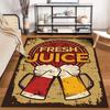 Retro Style Carpet with Fresh Juice Mug Design In Yellow & Red Suitable for Use As an Anti-slip for Living Room Bedroom Sofas