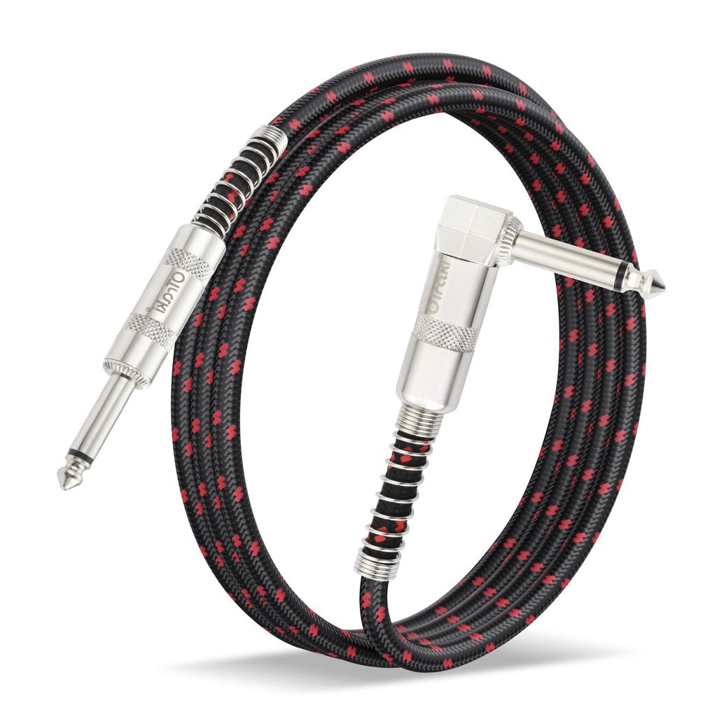 OTraki Guitar Cable, S-L Plug, 1 Meter, Bass Shield, High-Durability Nylon, Break-Resistant, Instrument Cable, Compatible with