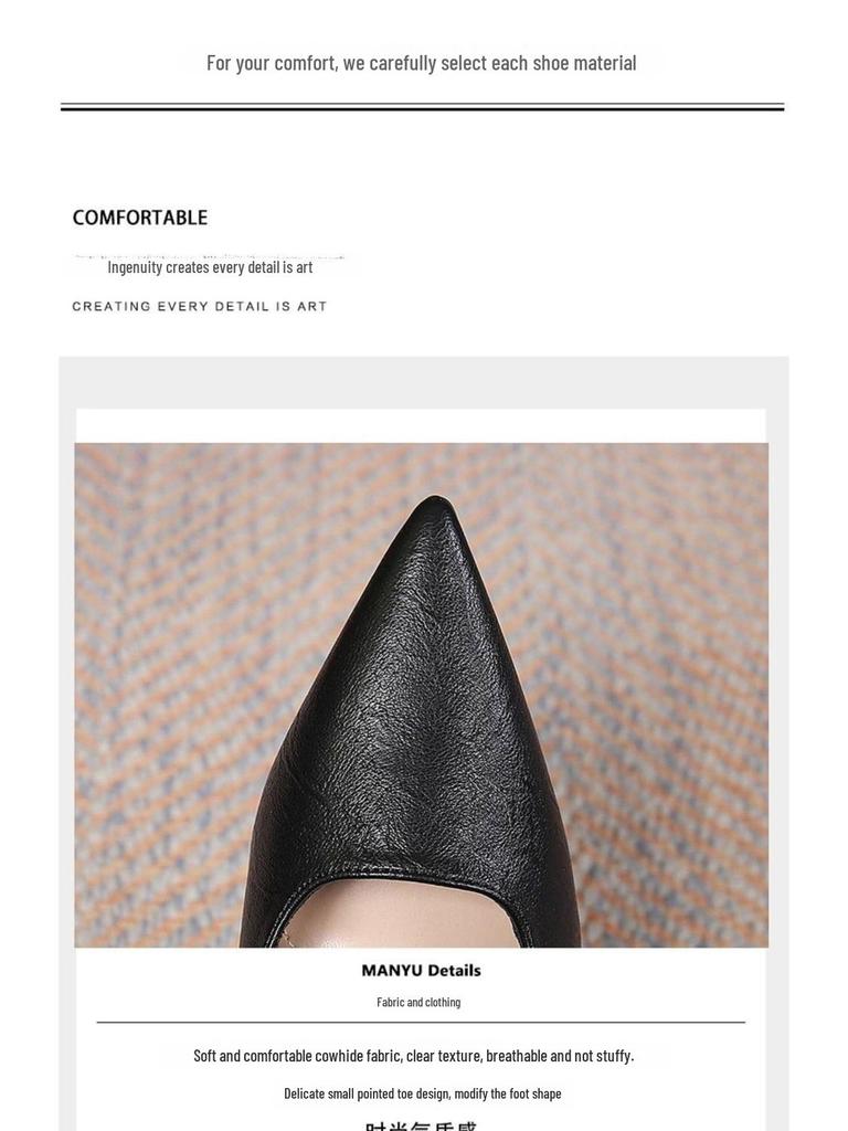 2025 Spring & Autumn Flight Attendant Stiletto Heels: Soft Leather, Versatile, Pointed, Professional Work Shoes