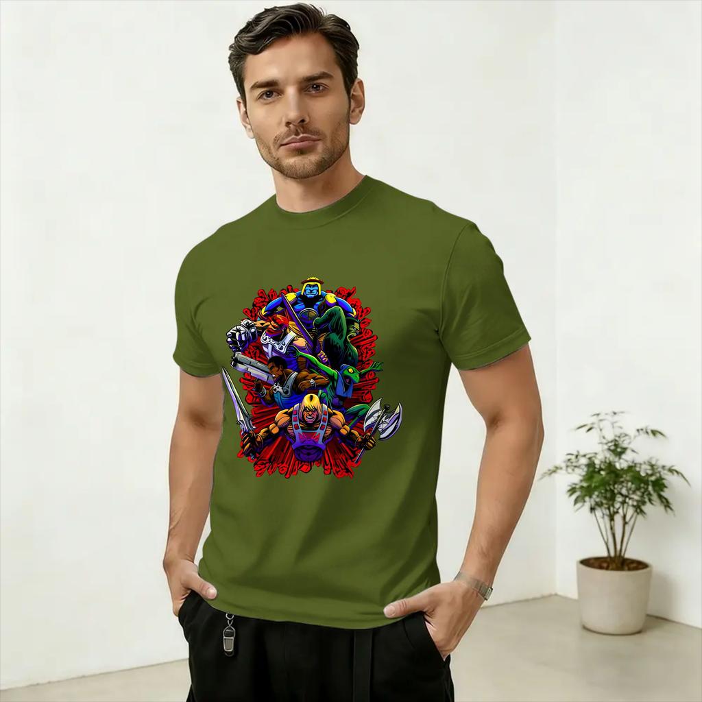 HHe Unisexs Power Unisexs T Shirts Vintage Tees Short Sleeve Round Collar TShirt Cotton Original Clothing