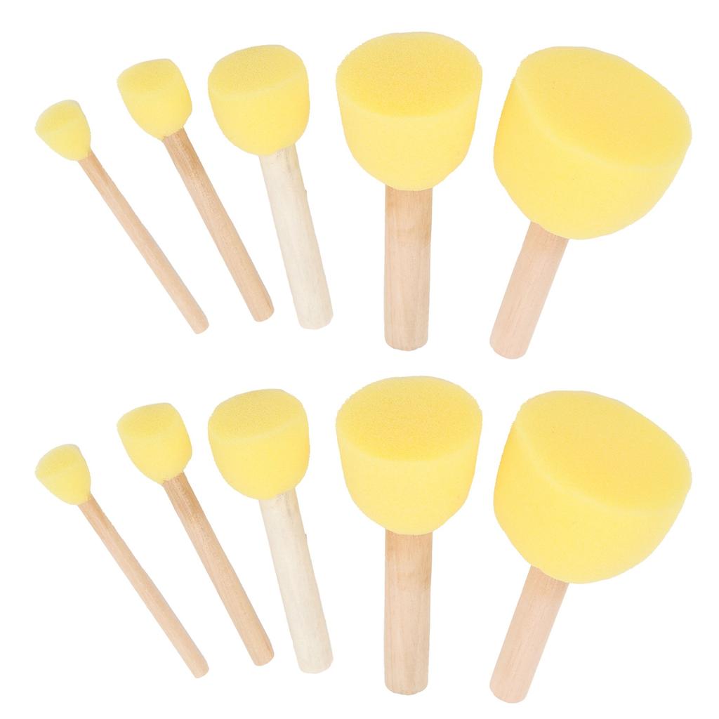 20pcs Sponge Brush Set DIY Round Yellow Mushroom Stick Painting Tools for Children Craft Drawing