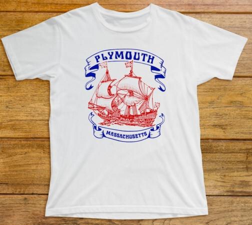 

Plymouth T Shirt Massachusetts Mayflower Ship Pilgrims Cape Cod New England G112 S