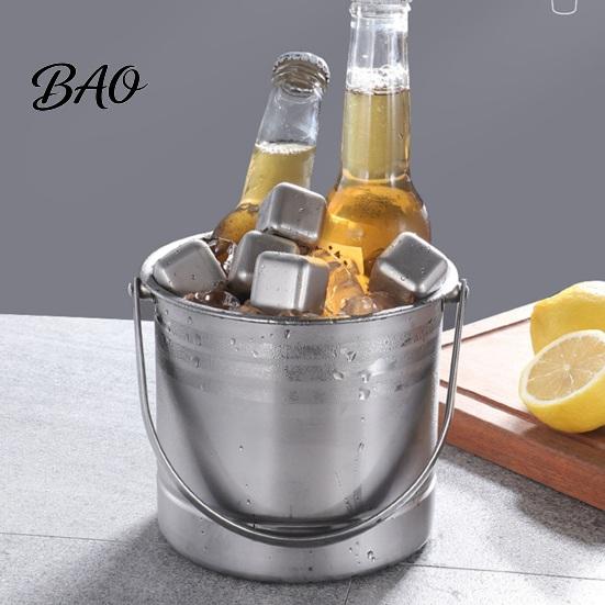 Ice Bucket for Drinks And Snacks Stainless Steel with Removable Strainer, Bar Wine Champagne Beer Chilling Cooler Red Wine, Portable Home KTV