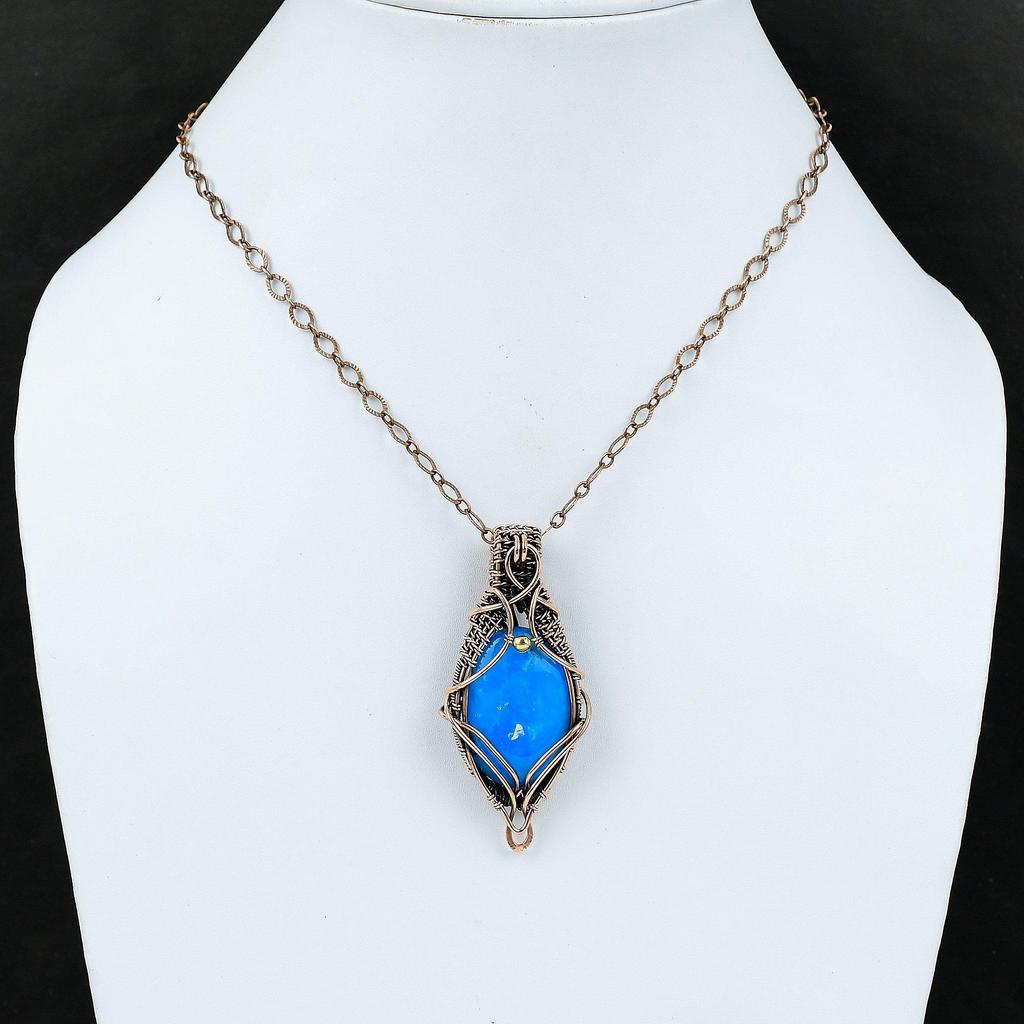 Smithsonite Pendant Copper Wire Wrapped Pendant Gemstone Pendant Handmade Pendant Copper Jewelry For Gift Wire Wrapped Smithsonite Jewelry