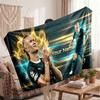 Erling Haaland Personalized Fleece Blanket With Football Logo, Custom Name Text Soft Warm Home Throw Blanket