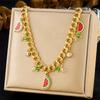 DIEYURO 316L Stainless Steell Cherry Strawberry Fruit Series Necklace For Women Lady New Fashion Neck Chain Jewelry Party Gift