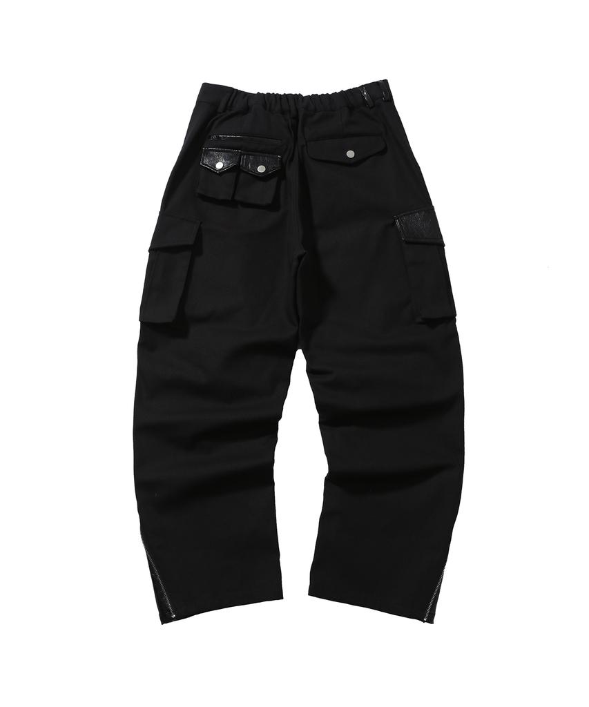 Tibioeseu Leather Detail Cargo Pants Black