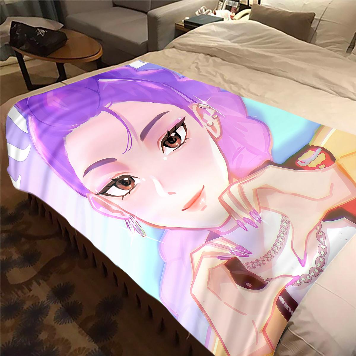 KPop Dämonenjäger Flanelldecke Druck, Warm Weich für Sofa Bett Stuhl, Perfekt für Reise Picknick -HYQ7 75x90cm