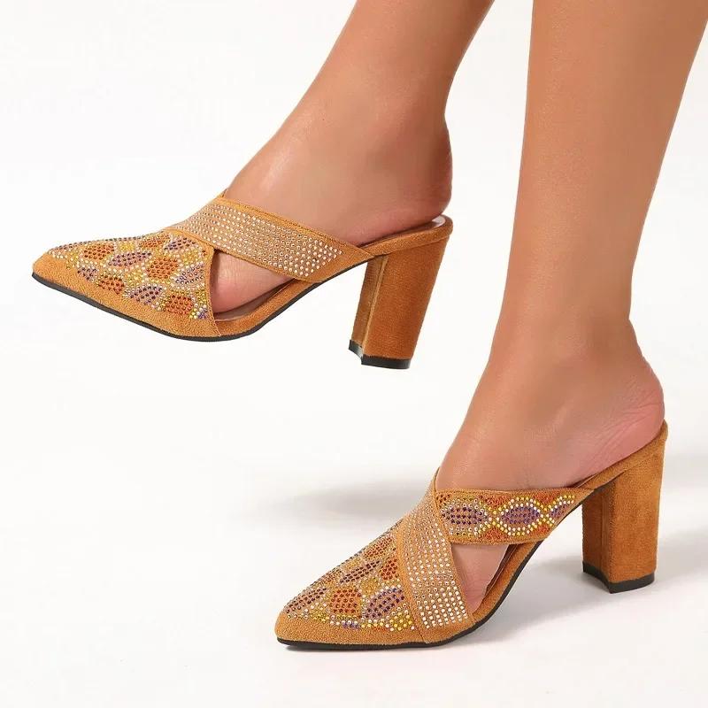 Fashion Slippers Women 2025 New Baotou Women's Slippers Fashion Leopard Print Dress Luxury Sandals Summer Plus Size Heels Woman Shoes