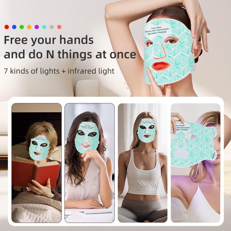 LED Schönheits-Gesichtsmaske mit Phototherapie & Halslicht zur Hautverjüngung
