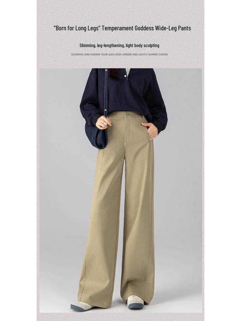 Zhengzhou Women's Curved Blade Wide-Leg Pants - Loose, Versatile Spring Fashion Pear Shape Trousers.