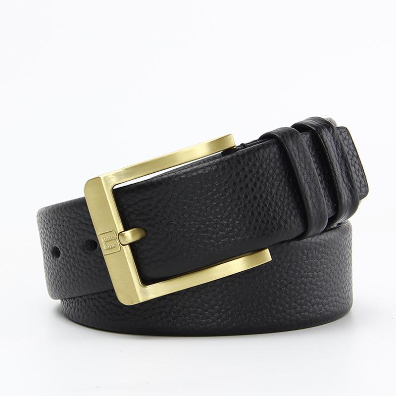 New Belt for Men's Genuine Leather Business Head Layer Cowhide Pin Buckle Belt Simple Classic Men's Trouser Belt