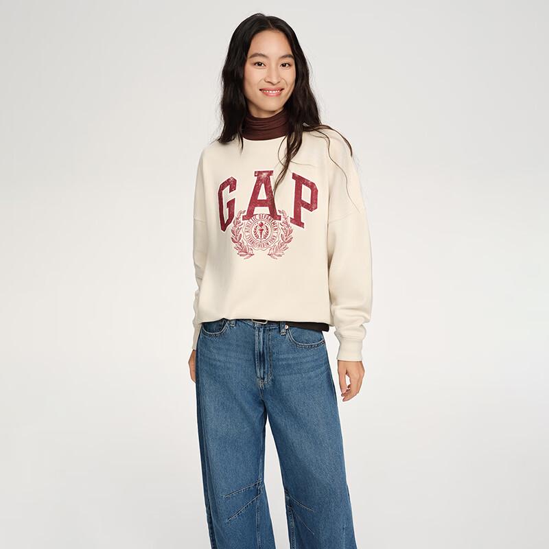 Gap Women's 2025 Fall LOGO Carbon Soft Brushed Fleece Loose Sweatshirt