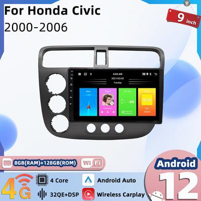2 Din Car Radio for Honda Civic 2000-2006 Android Car Stereo Multimedia Player Navigation WIFI FM GPS Audio Autoradio Head Unit