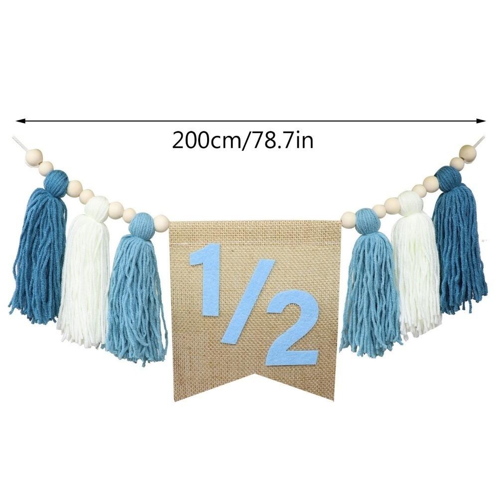 New Boho 1st Birthday High Chair Banner Yarn Tassel Handmade Birthday Banner Linen Hat Wooden Bead Party Decoration Baby Room