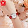 OLEVS 9933 Quarz-Armbanduhr für Damen Datum Wasserdicht Leuchtzeiger Lederarmband Chronograph Original Damen-Armbanduhr