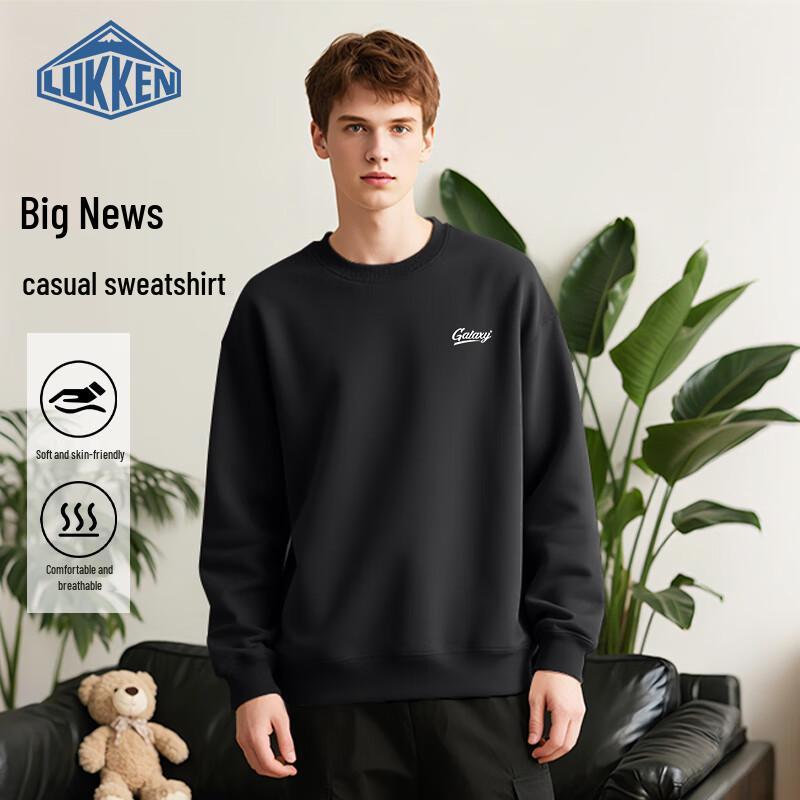 

LUKKEN Men s Casual Letter Patch Embroidered Fleece Sweatshirt M