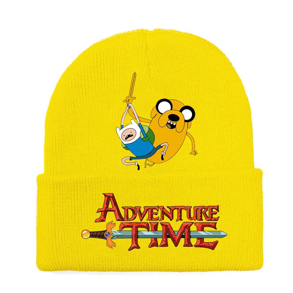 Adventure Time Cartoon Print Acrylic Knit Hat Winter Warm Unisex Beanie For Adults Teens