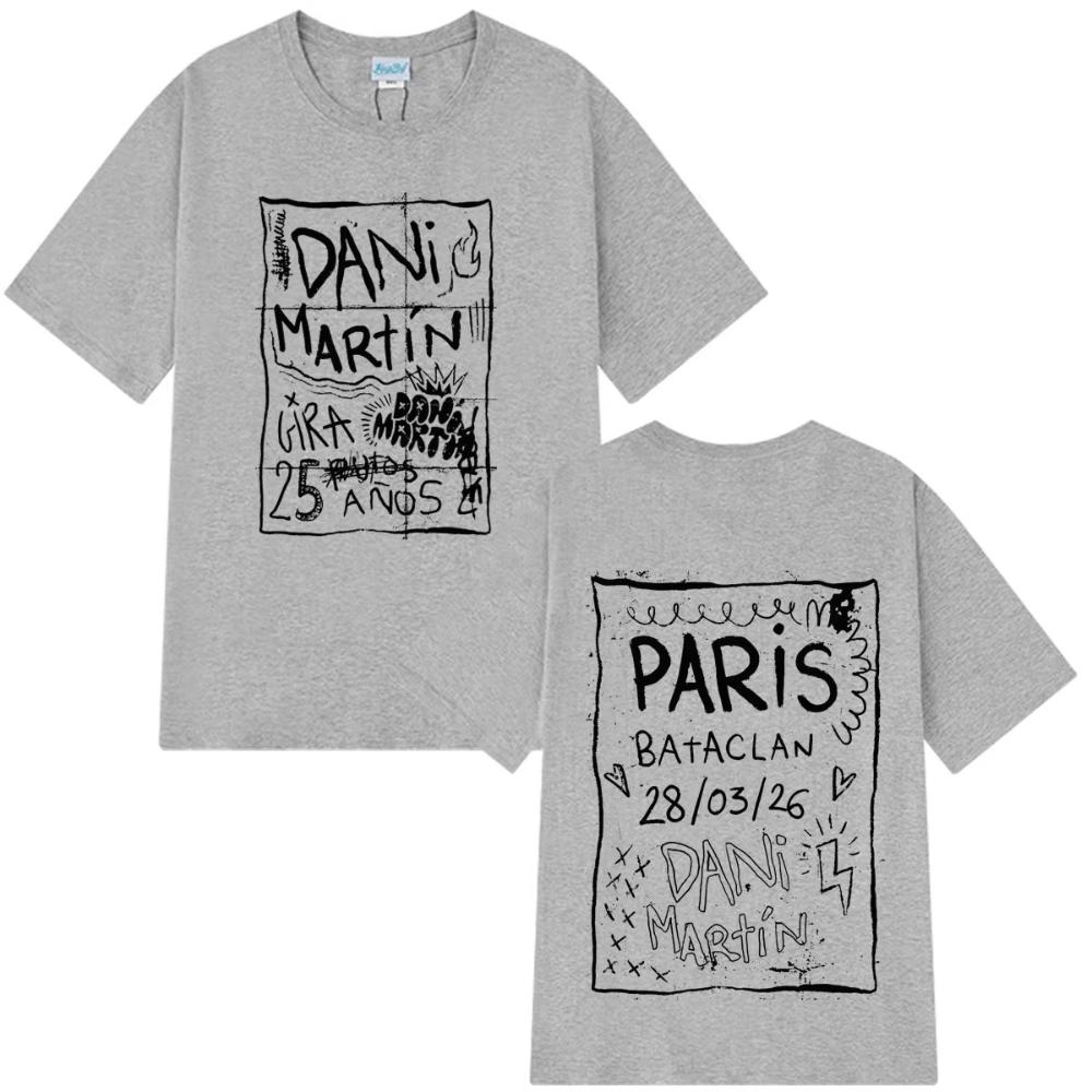 Singer Dani Martín 2026 Tour Graphic T-Shirts Men's Women Hip-hop Fashion T Shirts Summer Cotton Loose Casual Oversized T-shirts