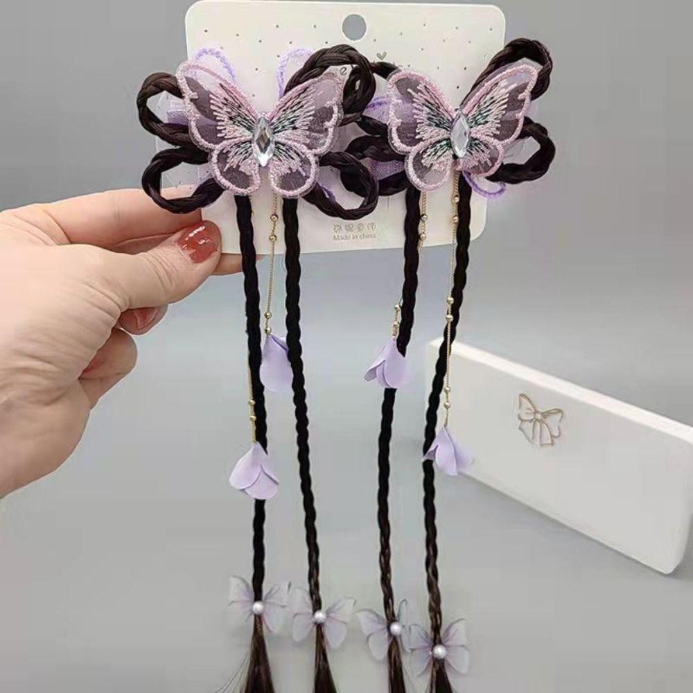 

Fairy Kids Headwear Hanfu Braid Hairpin Flower Tassel Hair Clips Chinese Style Butterfly Hairpin A3