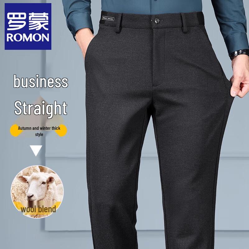 

Romon Men s Wool Blend Straight-Leg Casual Pants 40