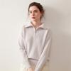 Women's Cashmere Lapel Knitwear: Autumn/Winter Half-Zip Loose Pullover, Versatile Lazy Style Top.