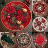 Christmas Poinsettia Floral Area Rugs Non-Slip Washable Round Carpet for Bedroom Living Room Round Rug Holiday Decor Floor Mat