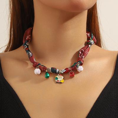 25 Silk Scarf Necklace Crystal Heart Necklace Fashion Korean Wave Shiny Clavicle Chain Necklace Women Trending Party Gifts