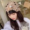 Women's Spring Summer Korean Style Thin Hollow Pearl Petal Handmade Knit Hat Elegant Wool Cap Sweet Head Wrap Hat