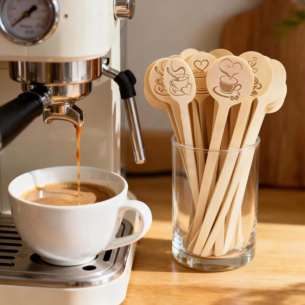 50pcs Disposable Stirring Rod-5Centimeter Round-headed Wooden Coffee Stirring Stick Is Easy To Hold and Suitable for Both Hot and Cold Beverages -