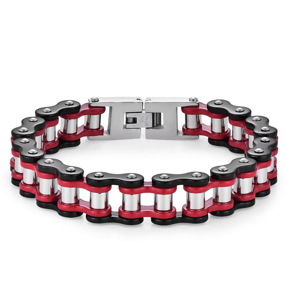 316l Stainless Steel Pvd Waterproof Anti Non Tarnish for Men Punk Fashion Jewelry Bike Motorcycle Gift Chain Bracelet