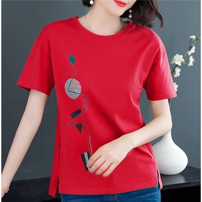 Long-sleeved t-shirt women's spring and autumn new large-size outerwear top printed autumn clothes bottoming shirt