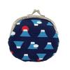 Kyuyuu Made In Japan Gamaguchi Coin Case Fujisan Cotton Pouch, Approx. 12x11.5cm, 3.3 Sun, Wallet, Fujisan Pattern, Navy