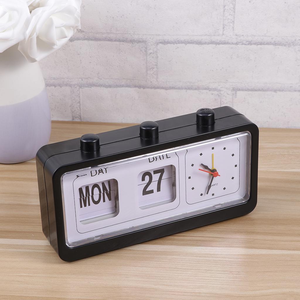 Simple Clock with Manual Date Week Adjustment Time Display Clock for Living Room Desk Use White