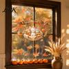 Kürbis Fensterkunst 2 Stück Herbst Ahornblätter Tiere Statische Aufkleber, Herbst Eichhörnchen/Igel/Hase/Waschbär Glas DIY Dekorationen PVC Wasserdichte Klebefolien