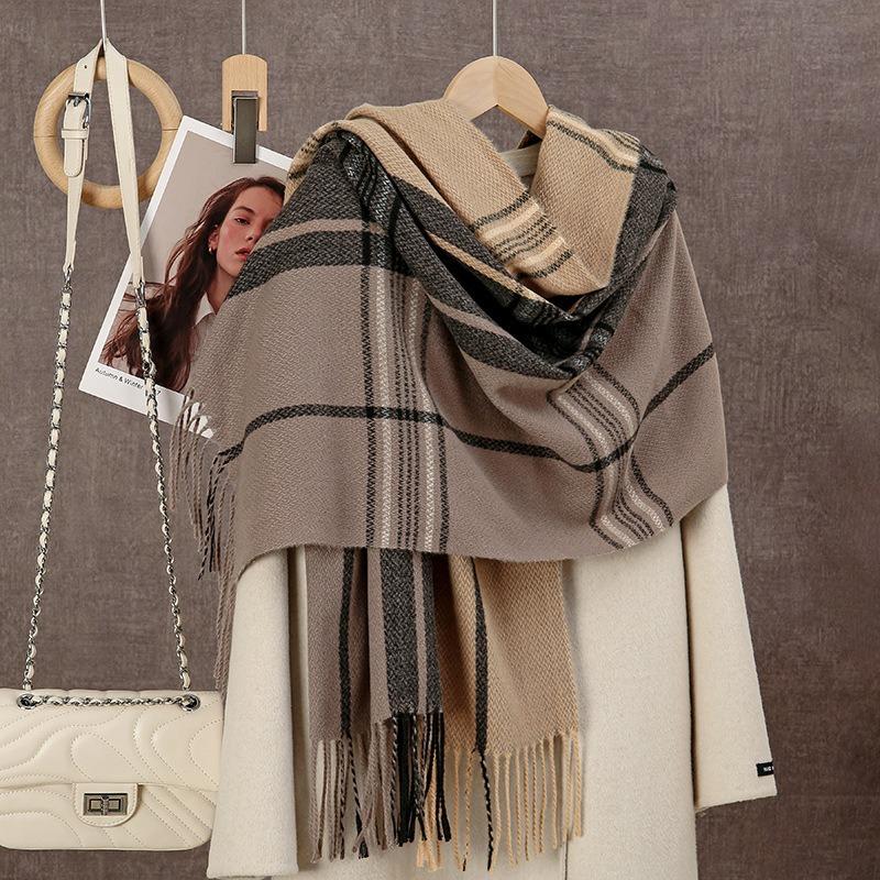 Autumn and winter new temperament versatile scarf double-sided imitation cashmere high-end warm scarf shawl recommendation