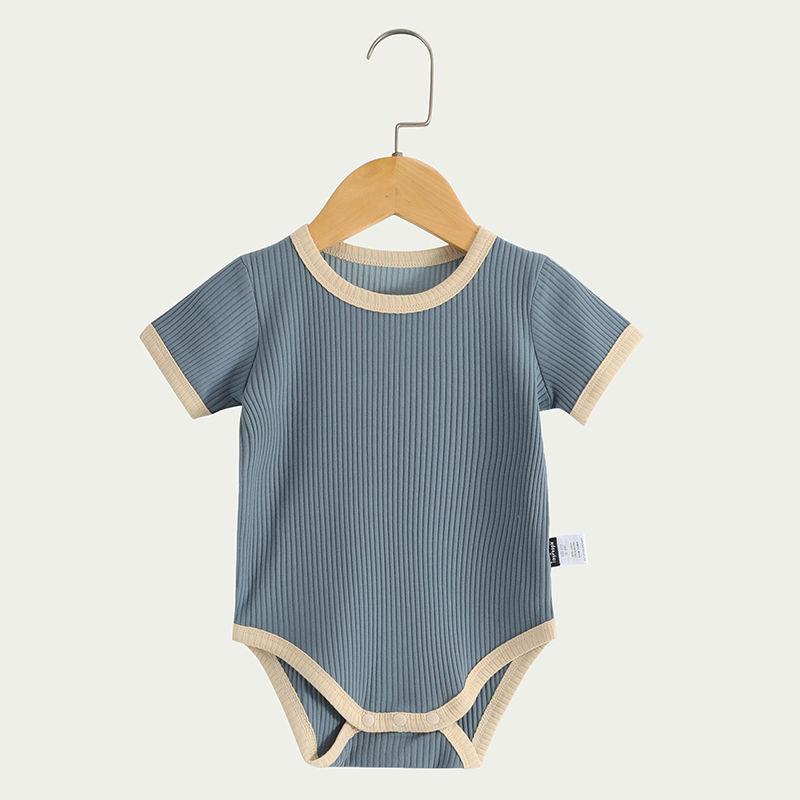 Retro-Style Infant Girl Triangle Romper - Lightweight and Trendy Color Block Design for Spring/Summer