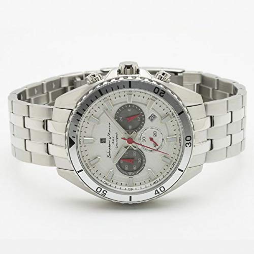 Authentic Salvatore Marra SM19113-SSWH Chronograph Men's Watch with Metal Strap (Imported)