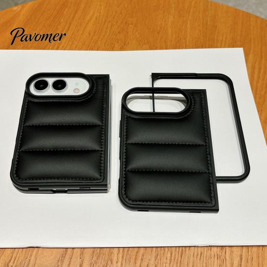 Anti Fall Phone Protector Puffer Case for iPhoneDuo, Down Jacket Design Soft Padded Protective Cover Cover, Full Bumper Shockproof Portection Foldable