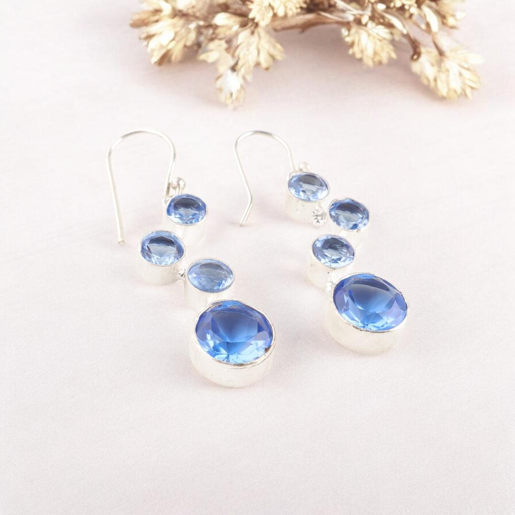 Tanzanite Gemstone Earrings  925 Solid Silver Handmade Jewelry Anniversary Gift EE-161-11