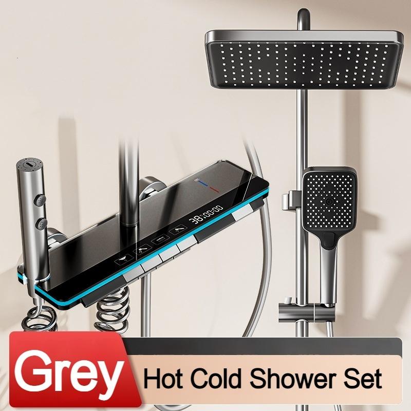 Temperature Digital Display Shower Set Shower Faucet System Set Hot Cold With Ambient Light Shower Column Bathroom Shower Head
