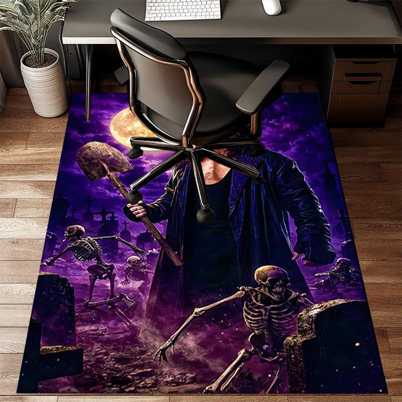 Moonlit Graveyard Undertaker Rug for Living Room, Game Rooms, Office, Bedroom, Office Floor Mat Playful Design, Fan Gifts Christmas Decor