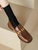 British Style Vintage Slip on Loafers for Women 2025 Spring and Autumn Soft Leather Square Toe Chunky Heel Loafers Shoes