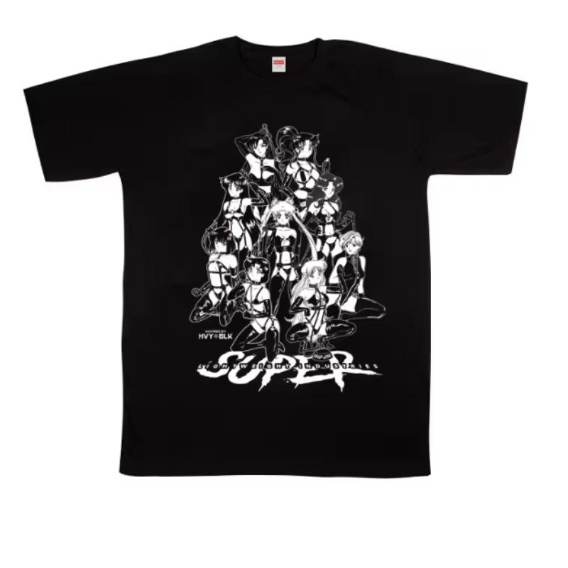 

Fun Trendy Dark Beauty Warrior Printed Street Cartoon Anime Vintage Top Japanese Ins Pure Cotton Unisex and Women Y2k Top S