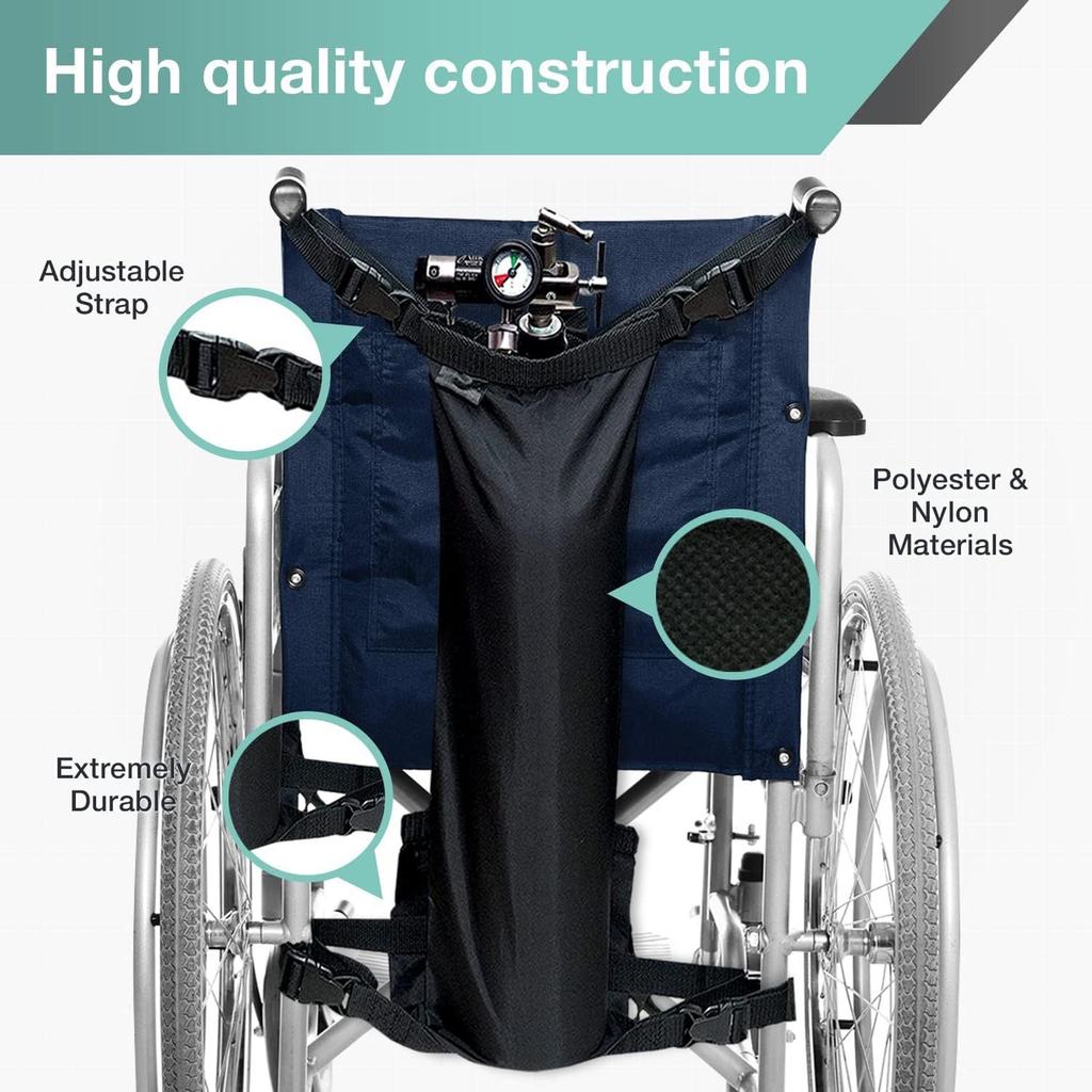 Oxygen Tank Holder Breathable Reflective Stripe Cylinder Transport Backpack Adjustable Black Wheelchair Storage Pouch