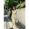 French V-neck sleeveless floral dress for women's 2026 summer new high-end waist and thin temperament printed long dress