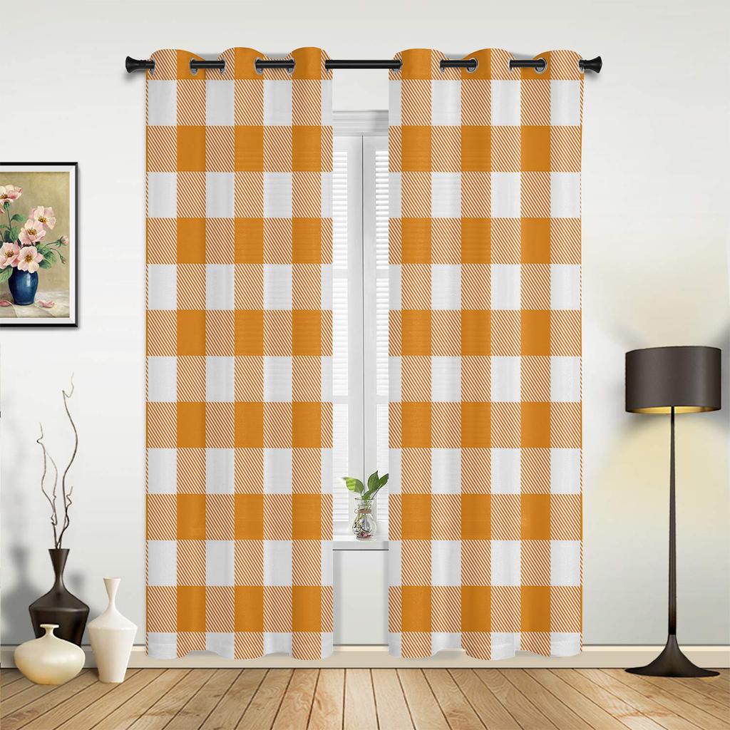 Navy Blue Lattice Idyllic Style Plaid Curtains for Bedroom Living Room Drapes Kitchen Kid's Room Window Curtain Home Decor