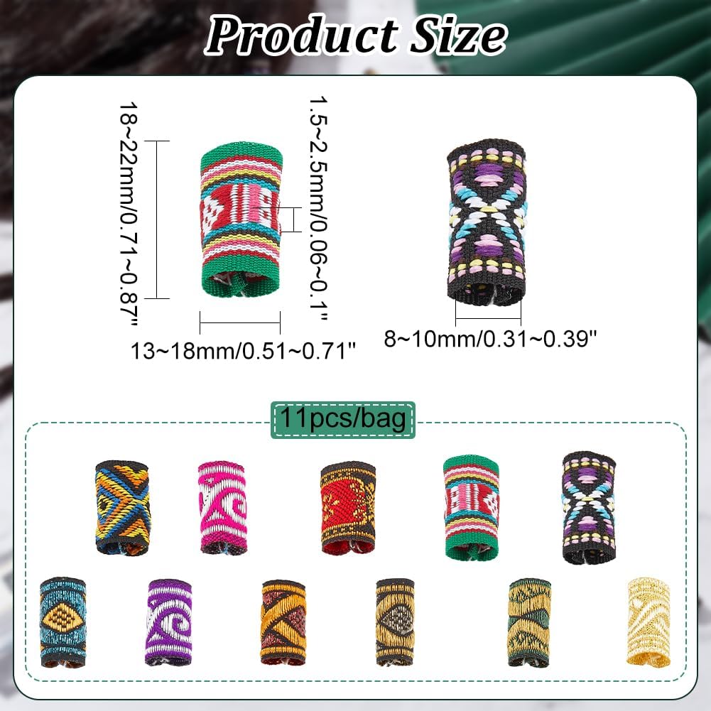 NBEADS 44 Pcs Fabric Hair Jewelry, Colorful Cloth Dreadlock Beads Tube Beads Hair Braiding Beads Braids Hair Accessories for Women Girls Braids, Man