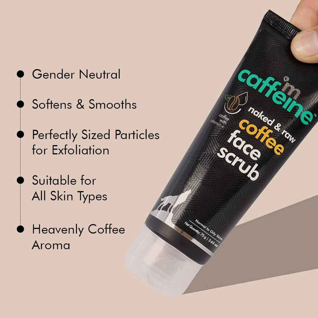 mCaffeine Coffee Face Scrub 75gm Pack of 1 | Exfoliating Tan & Dead Skin Removal Scrub for Women & Men